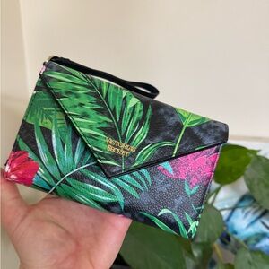 Victoria's Secret Green and Pink Tropical Clutch